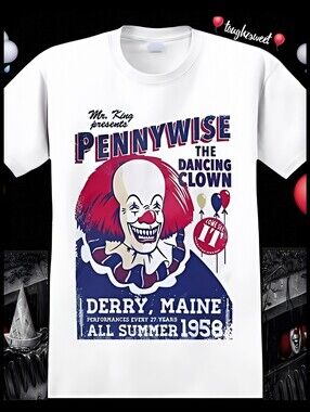 🆕️LAST 1🗡RETRO PENNYWISE MENS ICONIC HORROR HALLOWEEN GRAPHIC MEN'S XL T'SHIRT